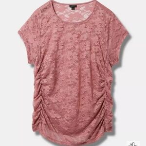 Torrid Size 0 Lace Cinched Short Sleeve Top